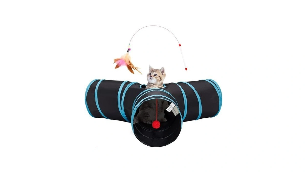Tempcore Pet Cat Tunnel Tube Toys 3 Way Collapsible, Tunnels