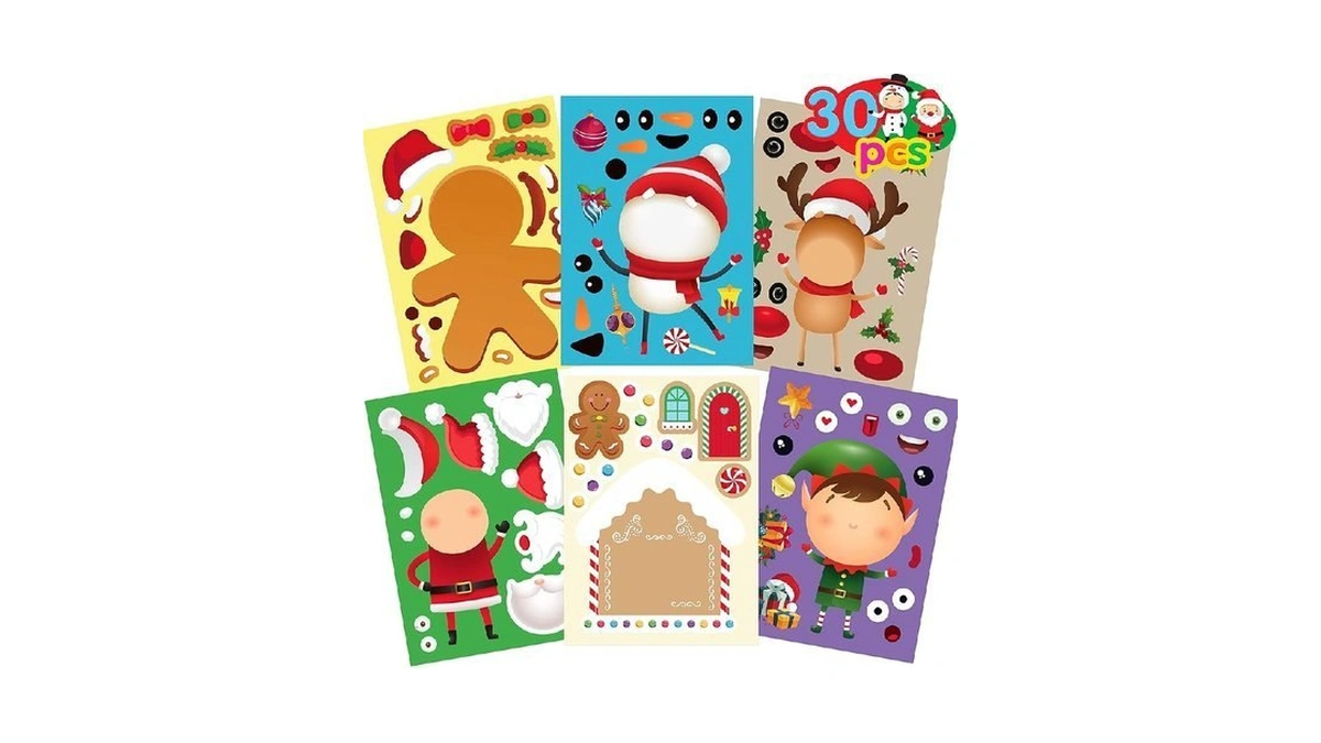 Funnlot Christmas Stickers For Kids - 30pcs Christmas Games For