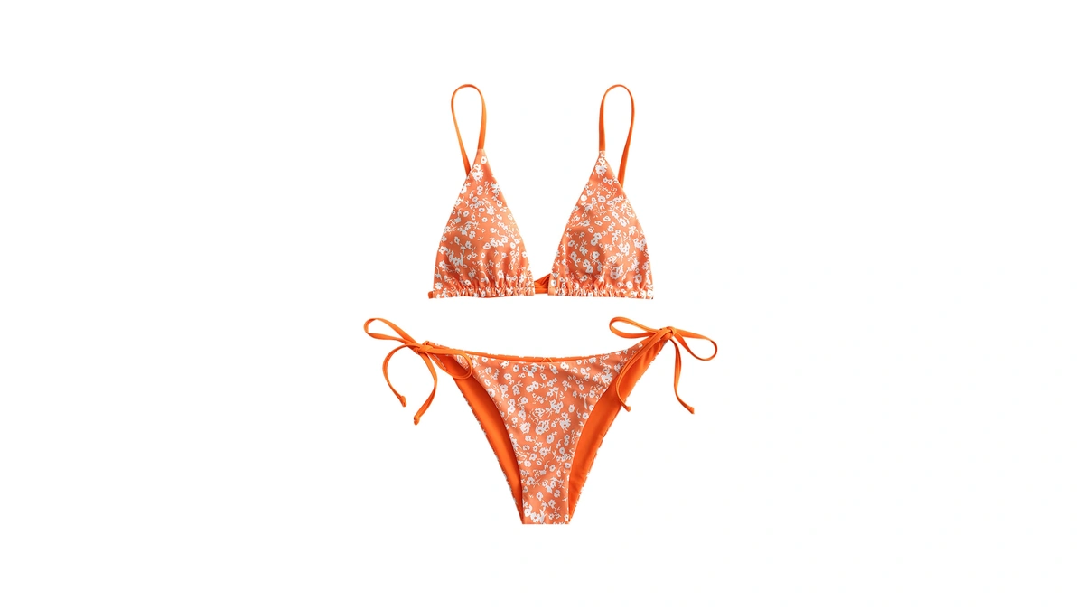 Zaful Women's Triangle Bikini Floral String Bikini Set Two Piece