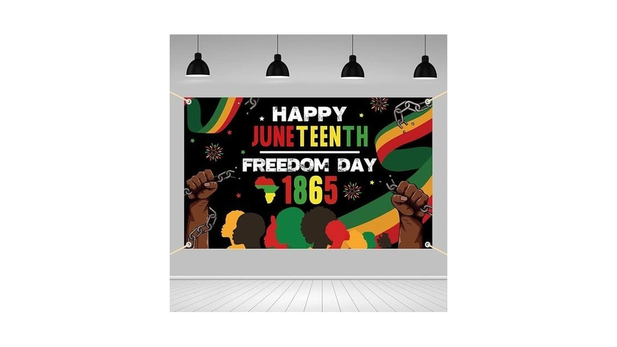 Aibiin Happy Juneteenth Banner Backdrop Props African American Independence Day