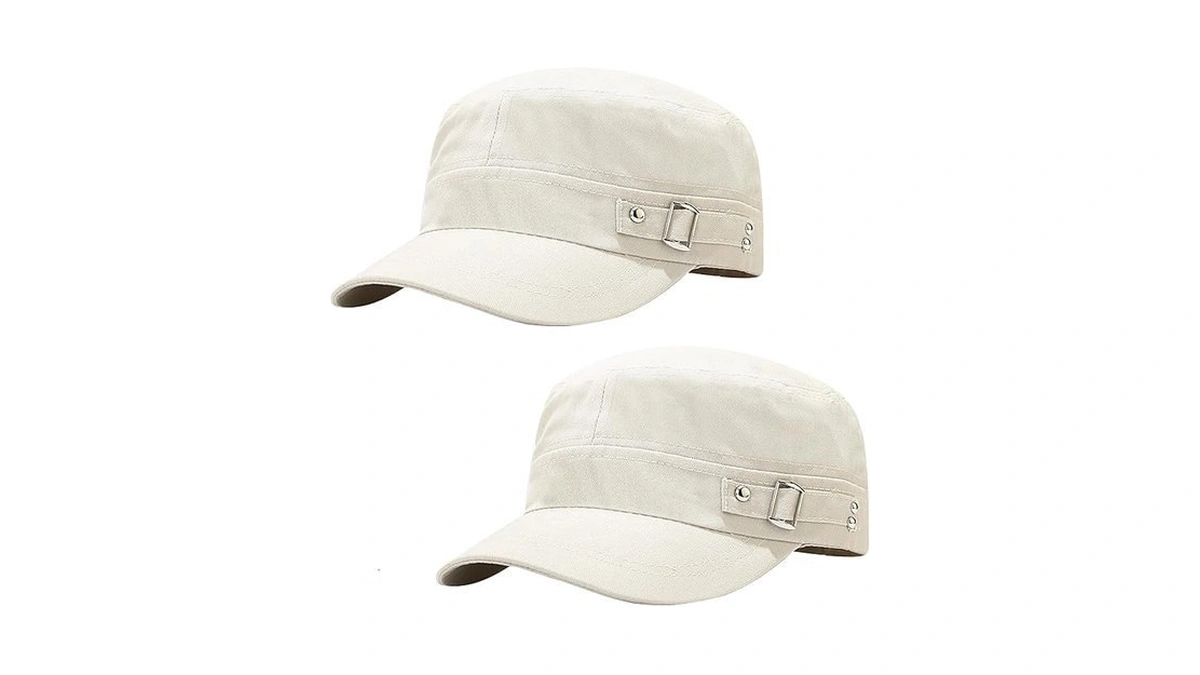 Malaxlx 2 Pack Light Tan Cadet Army Cap Military Hat