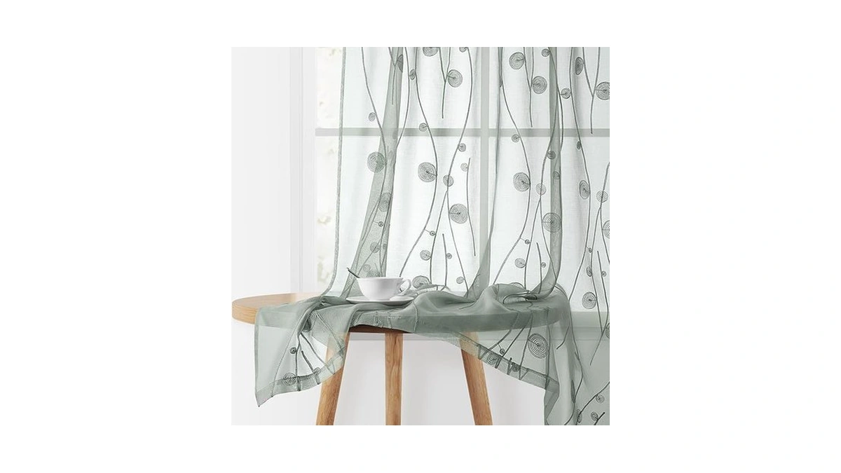 Homeideas Sage Green Sheer Curtains 52 X 96 Inches Length