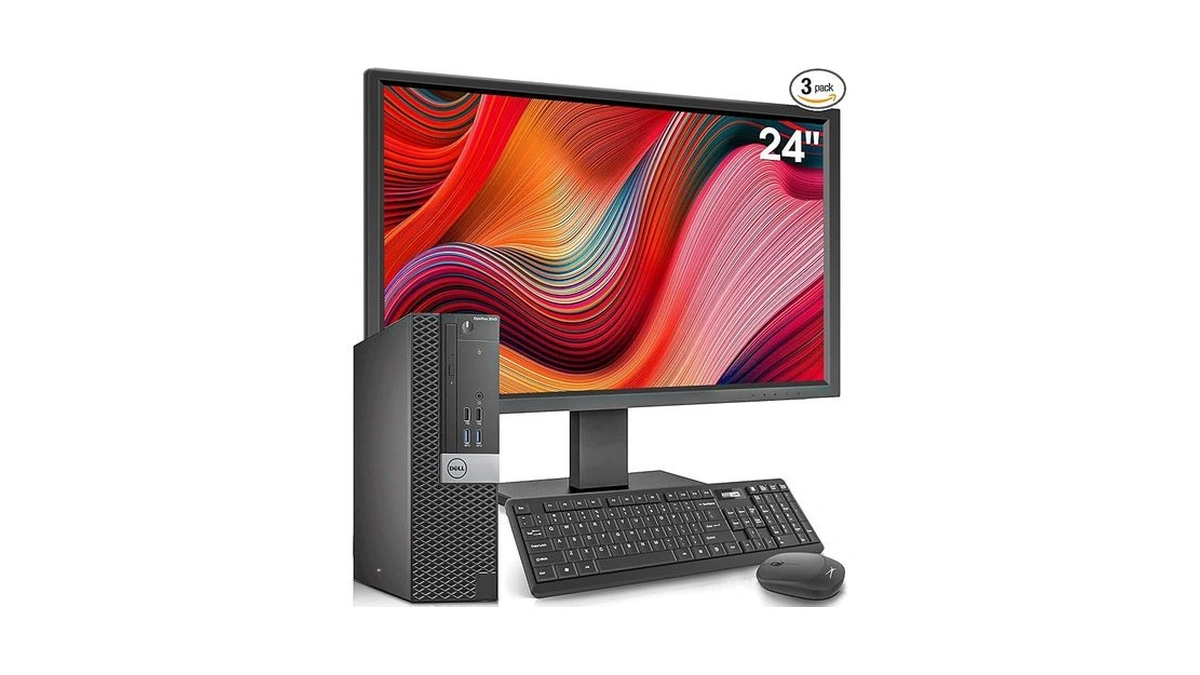 Dell Optiplex Desktop Computer With 24 Inch Monitor Pc &