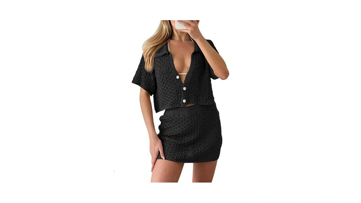 Saodimallsu Women 2 Piece Cover Up Set Crochet Beach Summer