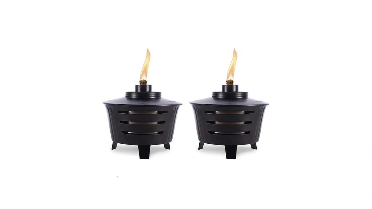 Tiki Mini Fire Pit Tabletop Torch 2-pack, Outdoor Decorative Tiki