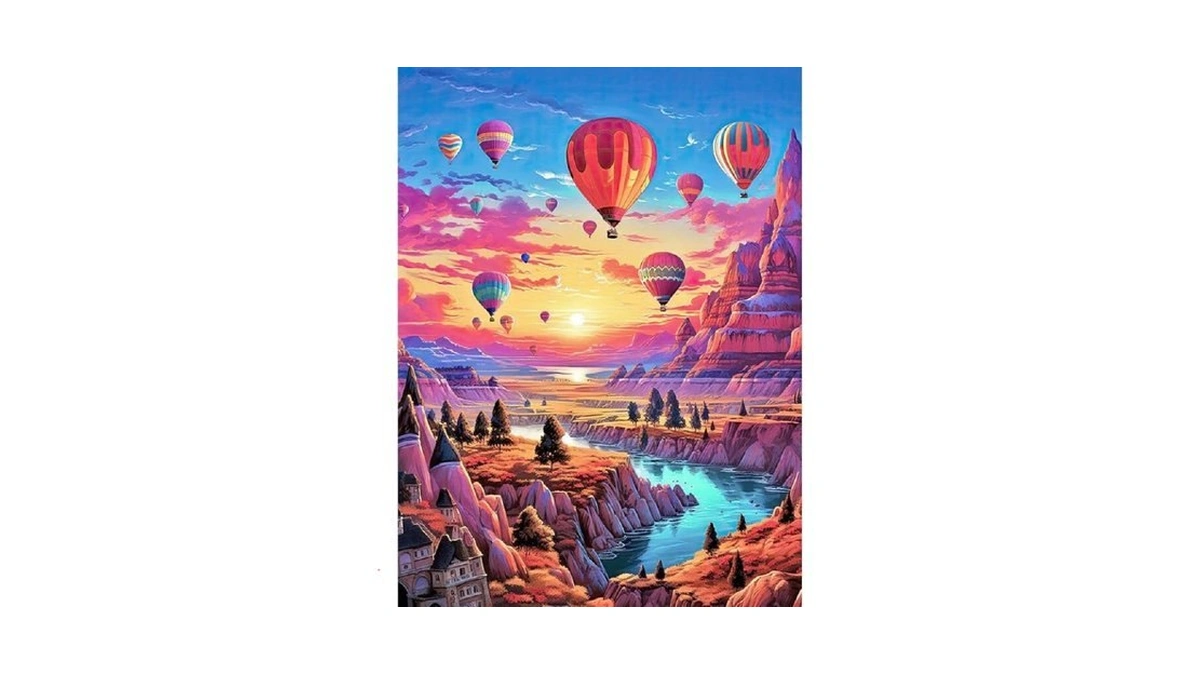 Diamond Art Kits For Adults Hot Air Balloon, 5d Sunset