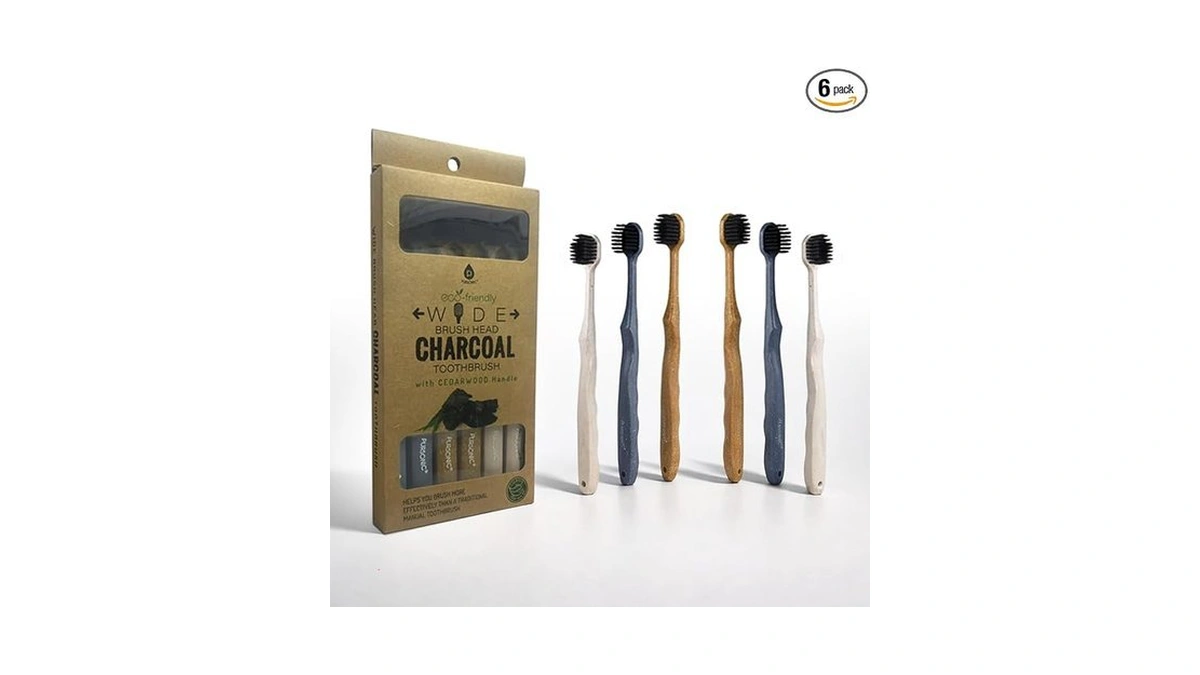 Pursonic Wide Head Toothbrush Set With Cedarwood Wooden Handle &