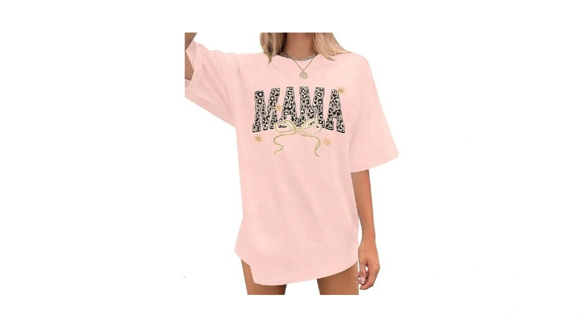 Mama Shirts For Women Oversized Mama Leopard Tshirt Mom Life
