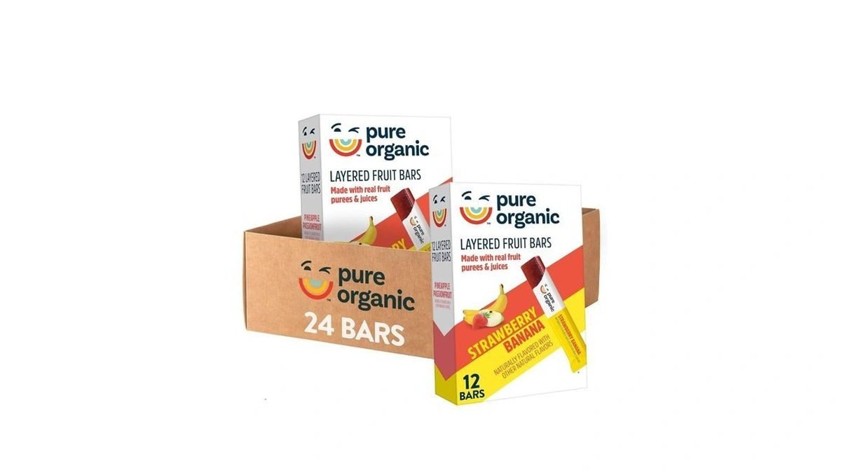 Pure Organic Layered Fruit Bars, Gluten Free, Vegan Fruit Snacks,