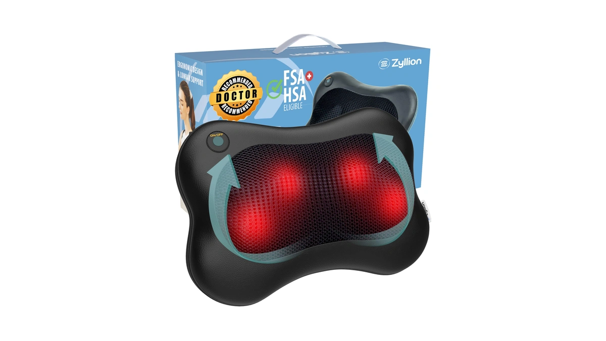 Zyllion Shiatsu Back And Neck Massager With Heat - 3d