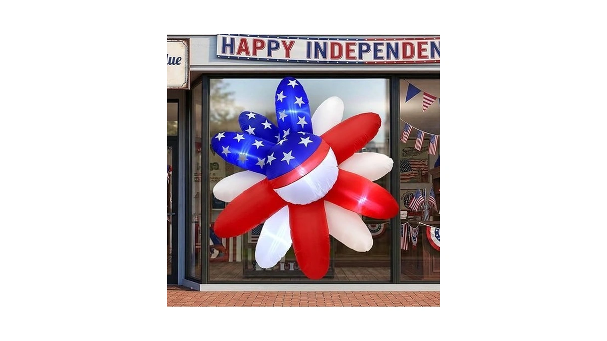 Aerwo 5ft 4th Of July Inflatables Outdoor, Red White Blue