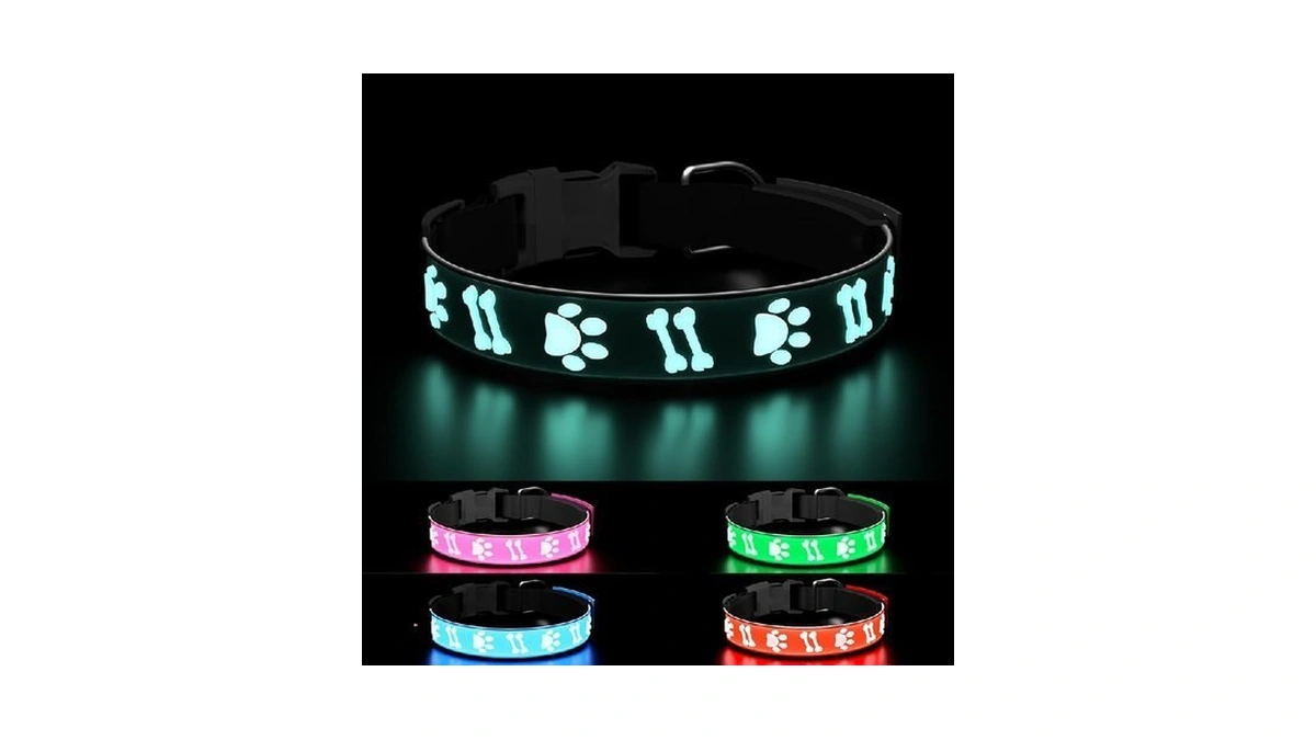 Topoto Light Up Dog Collar, 3d Flashing Led Dog Collars,