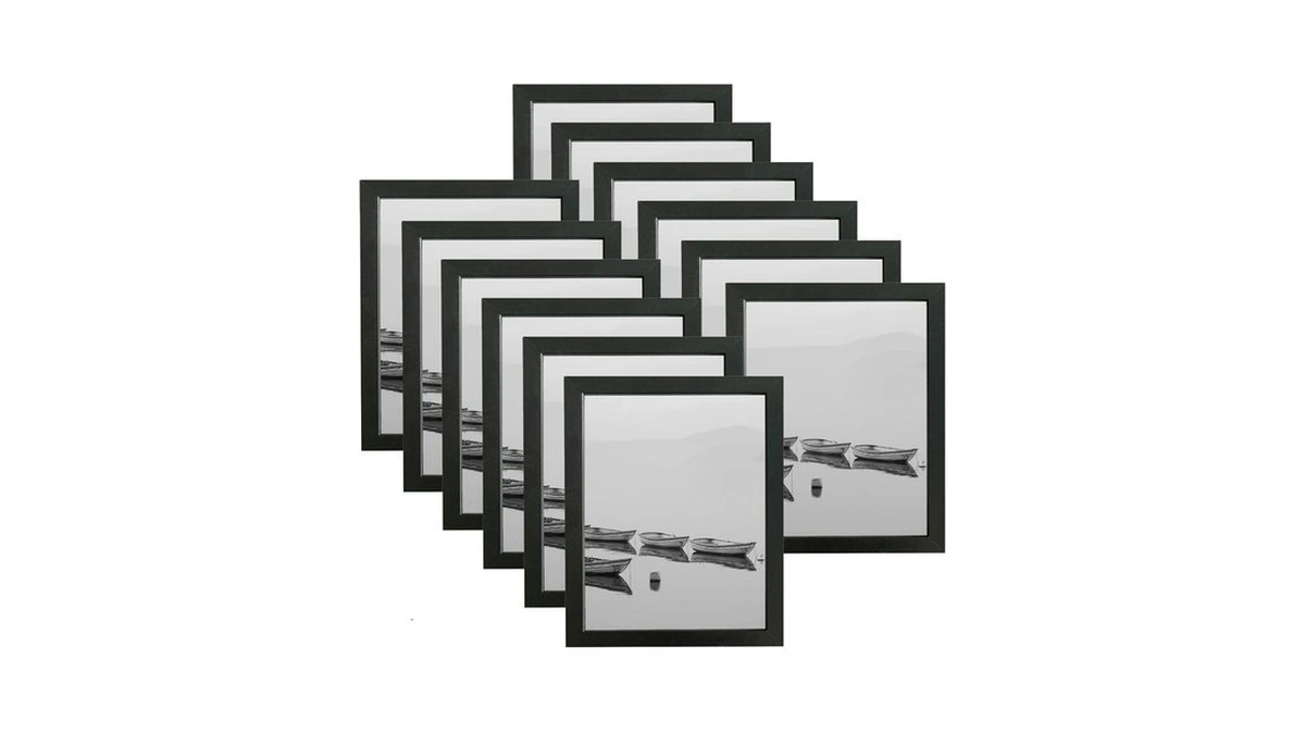 Black 5x7 Picture Frame Set Of 12 - Wood Grain