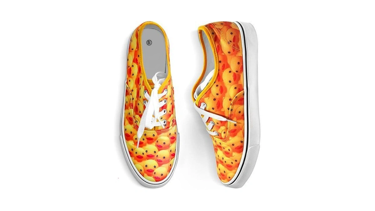 Funster Shoes Fashion Sneakers - Yellow Rubber Ducky Patterned Canvas