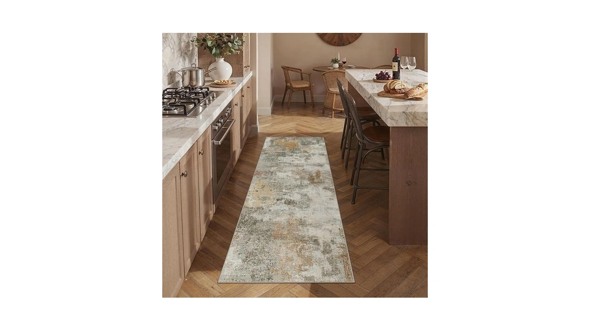 Hugear 2x6 Runner Rug Grey Abstract Machine Washable Area Rug