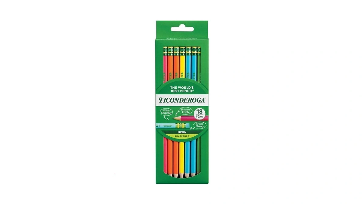 Ticonderoga Wood-cased Pencils, Pre-sharpened, #2 Hb Soft, Neon Colors, 18