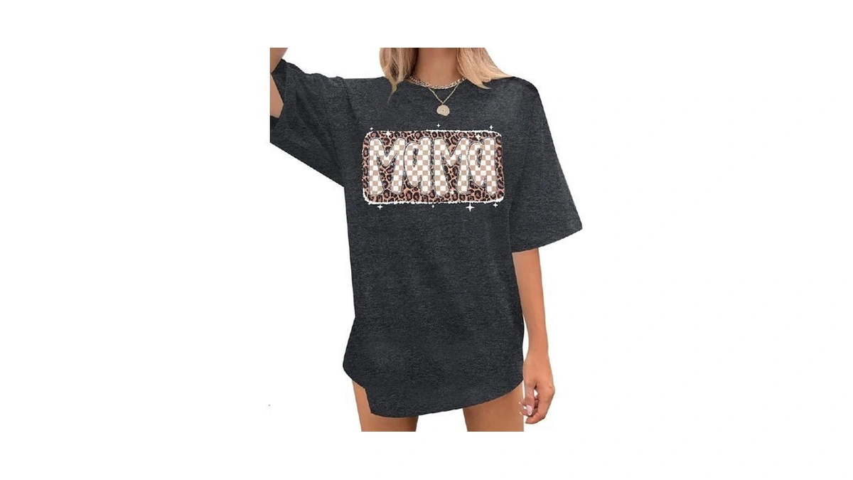 Mama Shirts For Women Oversized Mama Leopard Tshirt Mom Life