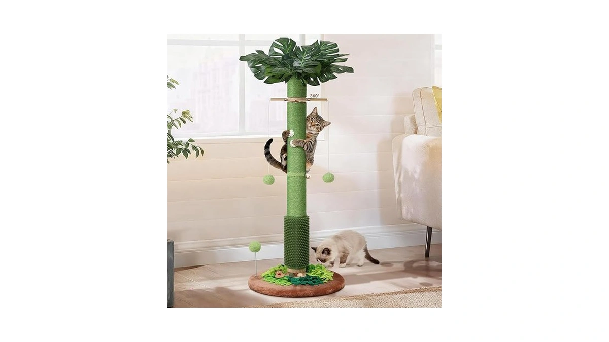 Cat Scratching Post, 40" Tall Palm Tree Scratch Post For