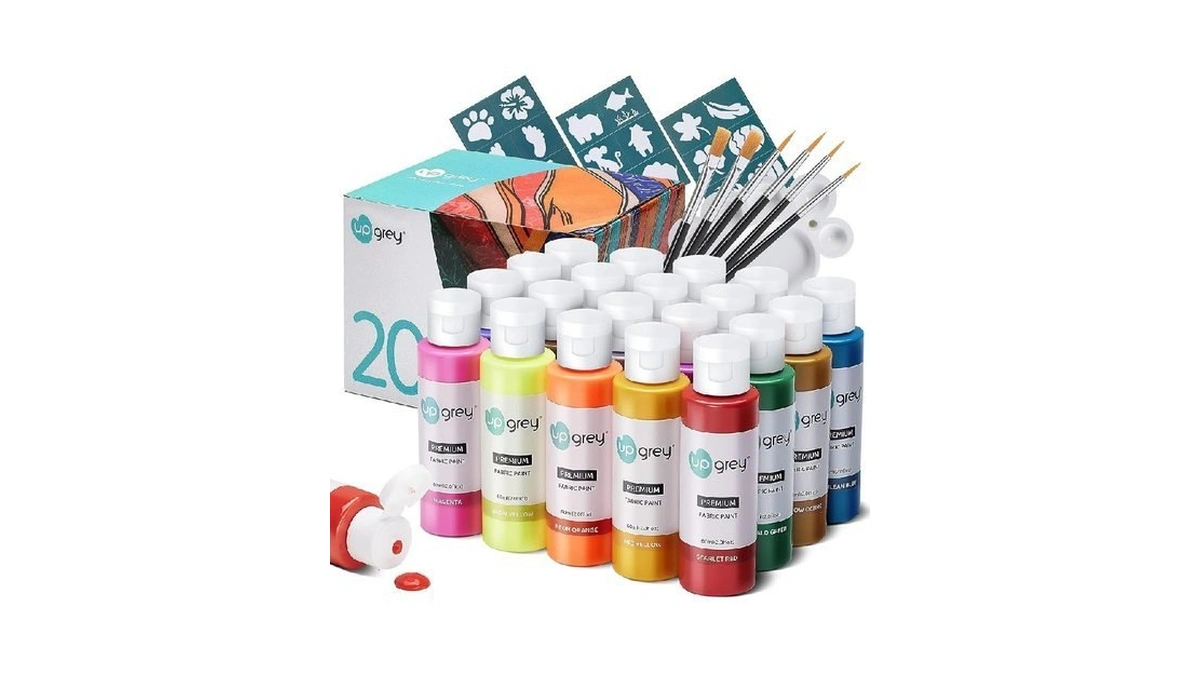 Fabric Paint Set For Clothes, 20 Colors(60ml/2oz Each) Permanent Textile