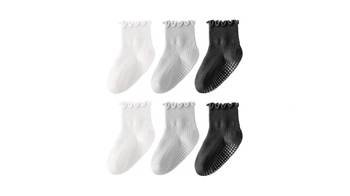 Hongteya 6 Pairs Toddler Ruffle Socks For Girls Non Slip