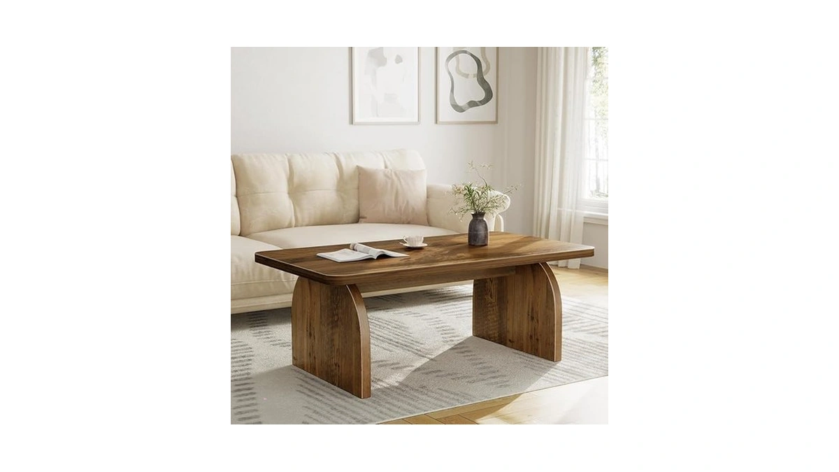 Rustic Coffee Table For Living Room - Farmhouse Oak Wood