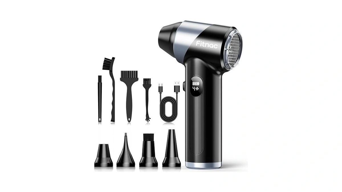 Fitnac Compressed Air Duster-310,000rpm Cordless Air Blower With Led Light,