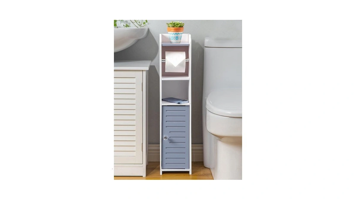 Aojezor Toilet Paper Holder Stand: Small Bathroom Storage Cabinet -