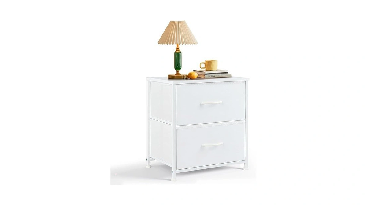 Nightstand, Small 2 Drawer Dresser End Table Bedside Furniture, Wooden