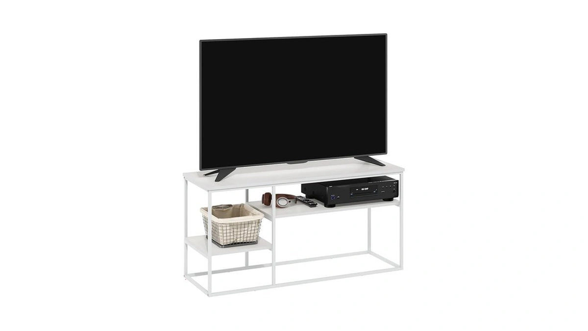 Furinno Moretti Tv Stand, 3-tier Metal Frame Modern Entertainment Center,