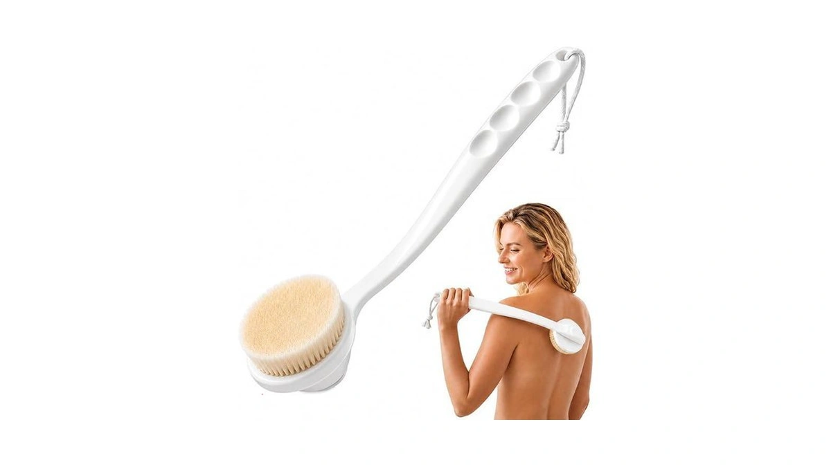 Lequin 14-inch Handle Bath Brush For Shower, Detachable Back Scrubber