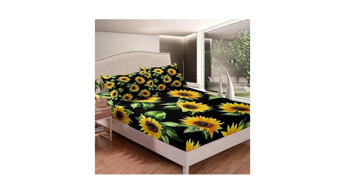 Feelyou Sunflower Bed Sheets Yellow Floral Sheet Set Botanical Bedding