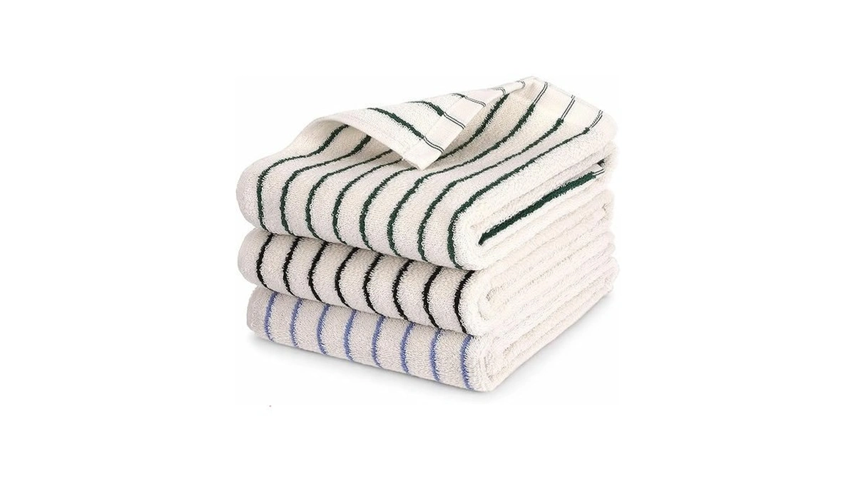 Ovveroche 3 Pack Hand Towels 100% Cotton Soft Absorbent Striped