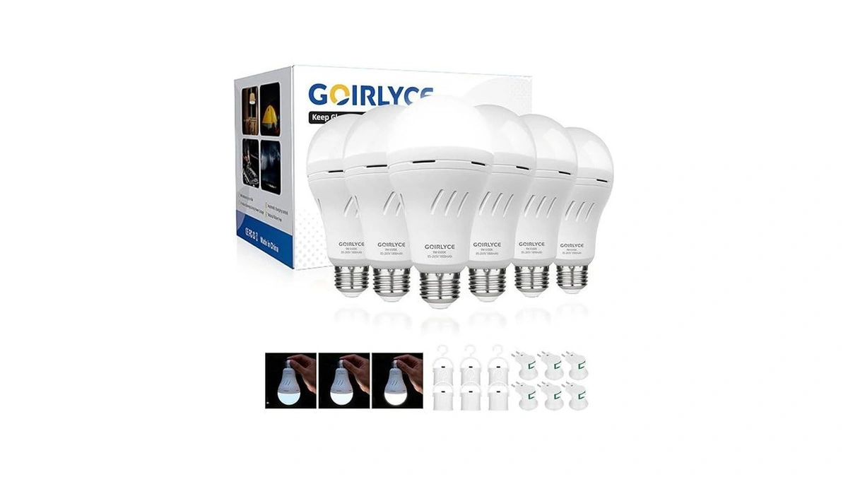 Goirlyce 6pack Rechargeable Emergency Light Bulbs, Battery Powered Led Light