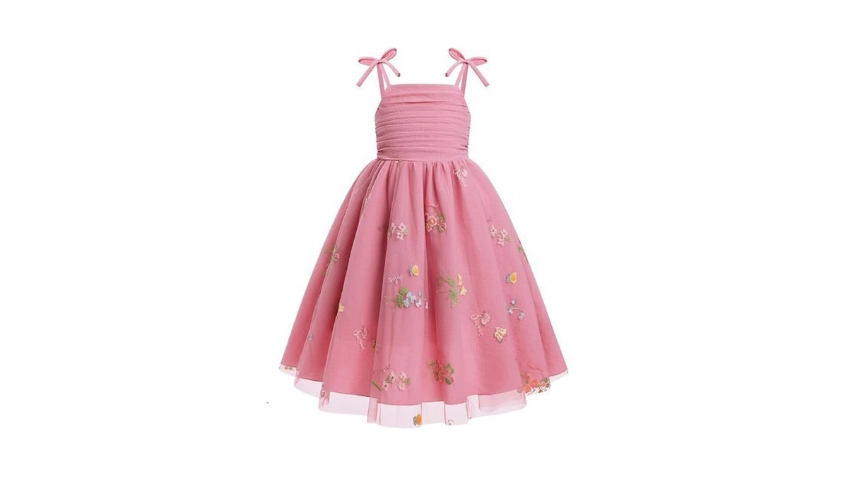 Eulimene Tulle Girls Dresses Floral Embroidery Junior Bridesmaid Dresses Flower