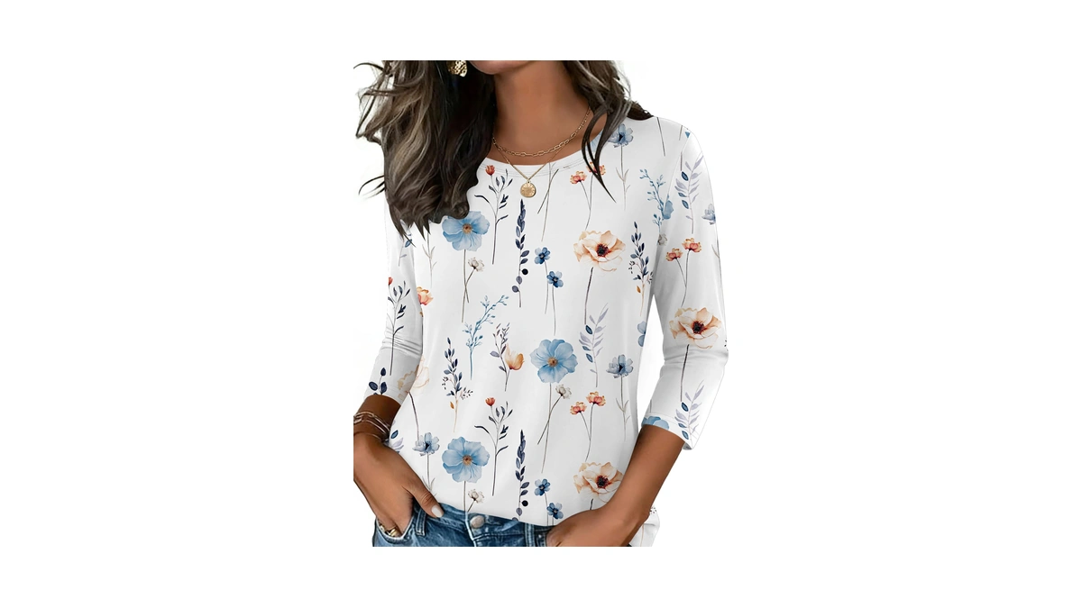 Zeagoo Women's 3/4 Sleeve Tunic Top Dressy Casual Basic Blouse