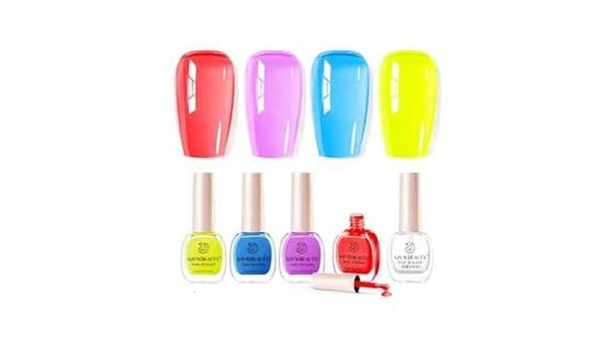 Azurebeauty Neon Nail Polish Set, 4 Bright Summer Shades Jelly