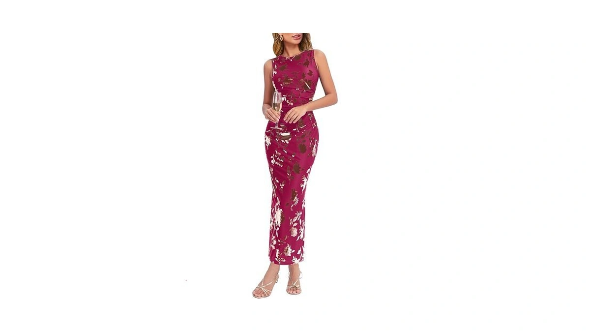 Esooland Women's Summer Spring Cocktail Formal Wedding Guest Dress Sleeveless
