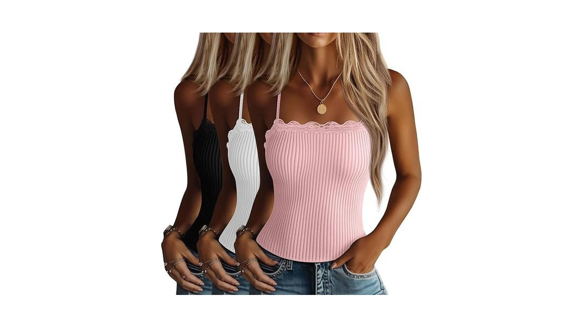 Xaatren 3 Pcs Lace Camisole Tank Tops For Women, Lace
