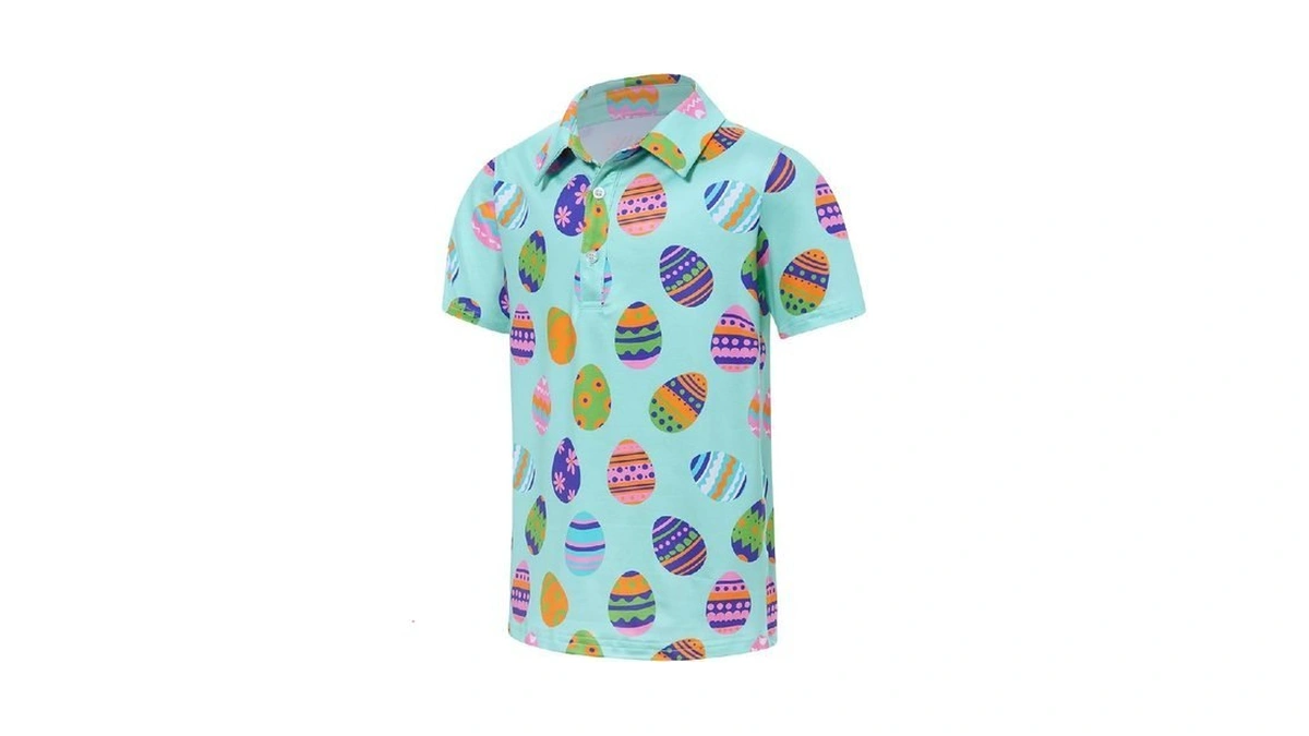 Raisevern Boys Golf Shirts Polo Shirt Easter Eggs Kids Collared
