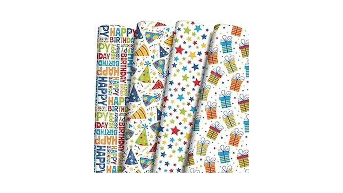 Birthday Wrapping Paper Sheets, 8 Pack Gift Wrap For Kids