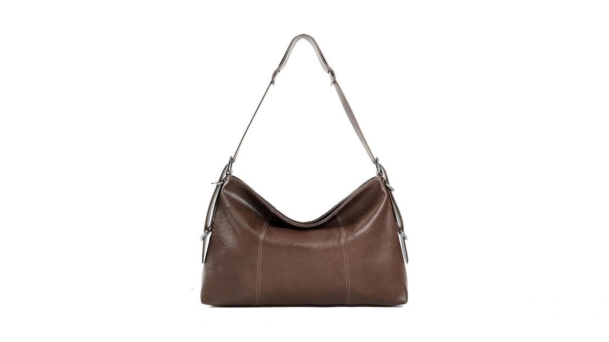 Gemiu Black Leather Shoulder Bag Soft Leather Purses Slouchy Hobo
