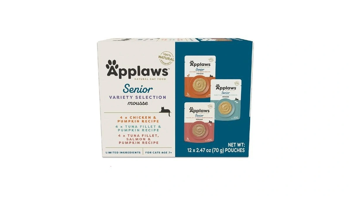 Applaws Senior Wet Cat Food Mousse Variety 12-pack, High Protein,