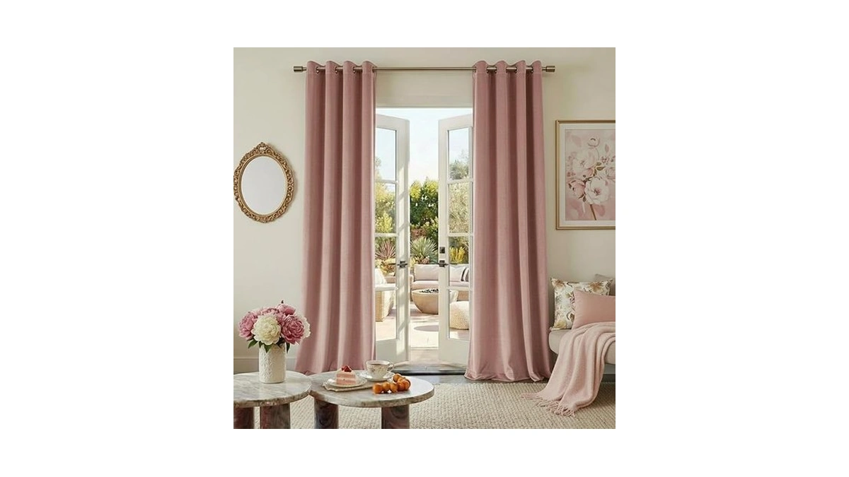 Nicetown Desert Rose Velvet Curtains 96 Inches Long, Floor To