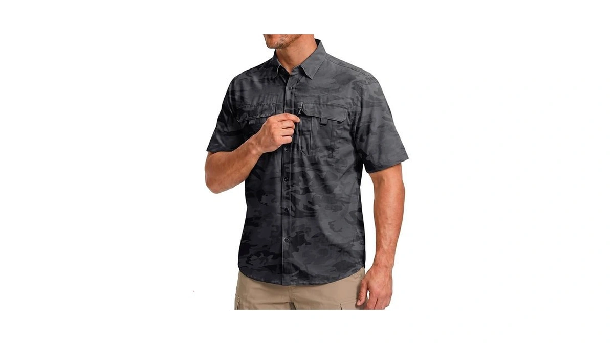 Betbo Men's Short Sleeves Fishing Shirts Button Down Summer Travel