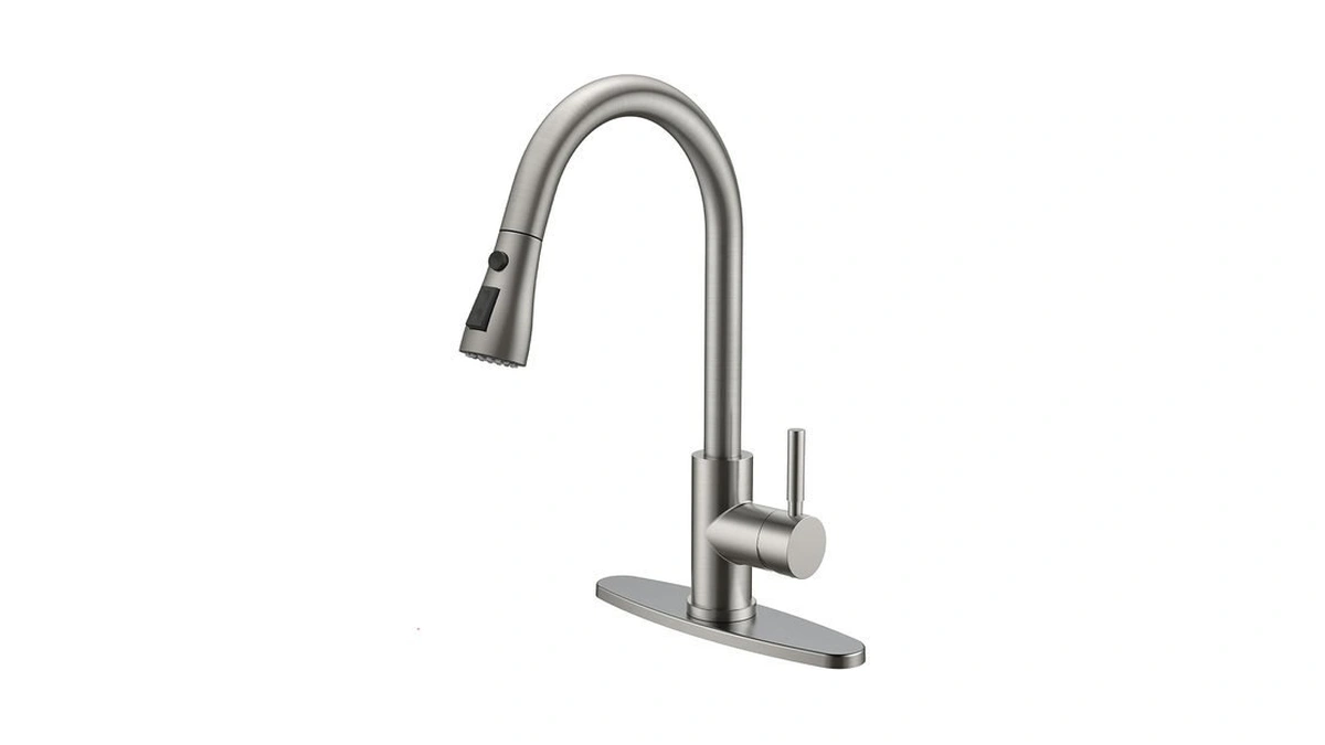 Qfn Kitchen Faucet With Pull Down Sprayer Brushed Nickel, High