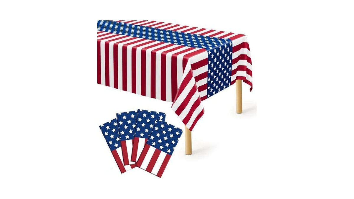 4 Pcs 4th Of July Decorations, 108" X 54" Plastic