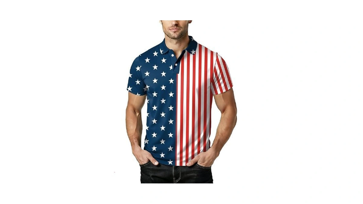 Hqp 4th Of July Polo Shirts For Men Usa Golf