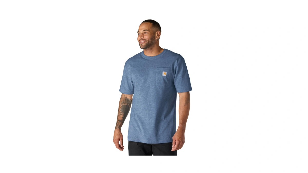 Carhartt Men's Iconic K87 Pocket T-shirt, Dark Tranquil Blue Heather,