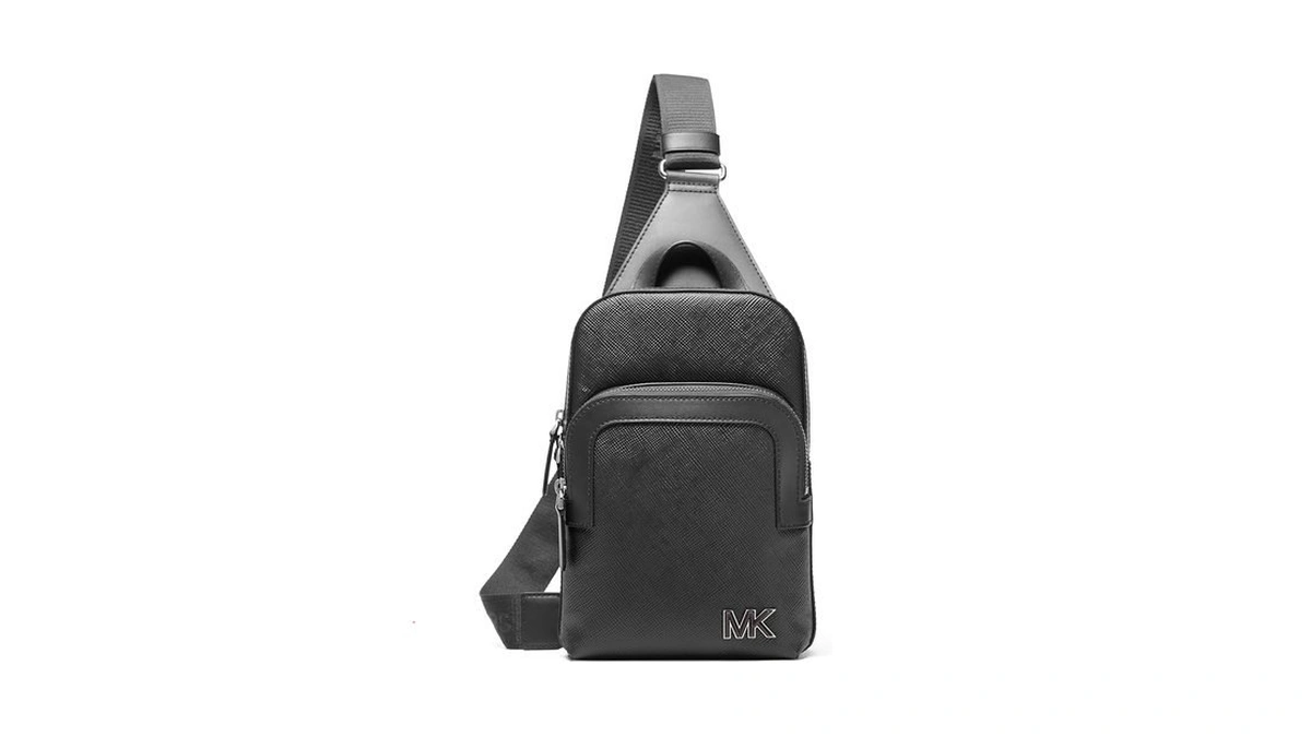 Michael Kors Edison Medium Double Zip Sling Pack, Black Hardware/black