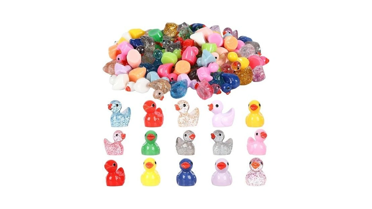 Idea Show 80pcs Multicolor Mini Resin Ducks, Luminous Tiny Ducks